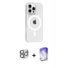 MARSİLYAN™- iPhone 16 Pro Max Kılıf Pusula Form Özel Seri - Siyah Bilvis 5in1 3D Magic Cam Ekran Koruyucu + Pers Alüminyum Kamera Lens - GI