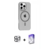 MARSİLYAN™- iPhone 16 Pro Max Kılıf Pusula Form Özel Seri - Siyah Bilvis 5in1 3D Magic Cam Ekran Koruyucu + Pers Alüminyum Kamera Lens - GI