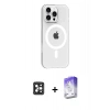 MARSİLYAN™- iPhone 16 Pro Max Kılıf Pusula Form Özel Seri - Siyah Bilvis 5in1 3D Magic Cam Ekran Koruyucu + PVD Metal Kamera Lens - SH