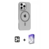 MARSİLYAN™- iPhone 16 Pro Max Kılıf Pusula Form Özel Seri - Siyah Bilvis 5in1 3D Magic Cam Ekran Koruyucu + PVD Metal Kamera Lens - GS