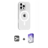 MARSİLYAN™- iPhone 16 Pro Max Kılıf Pusula Form Özel Seri - Siyah Bilvis 5in1 3D Magic Cam Ekran Koruyucu + PVD Metal Kamera Lens - GS