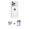 MARSİLYAN™- iPhone 16 Pro Max Kılıf Pusula Form Özel Seri - Siyah Bilvis 5in1 3D Magic Cam Ekran Koruyucu + Pers Alüminyum Kamera Lens - GS