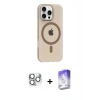 MARSİLYAN™- iPhone 16 Pro Max Kılıf Pusula Form Özel Seri - Siyah Bilvis 5in1 3D Magic Cam Ekran Koruyucu + Pers Alüminyum Kamera Lens - GS