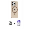 MARSİLYAN™- iPhone 16 Pro Max Kılıf Pusula Form Özel Seri - Siyah Bilvis 5in1 3D Magic Cam Ekran Koruyucu + PVD Metal Kamera Lens - GS