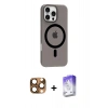 MARSİLYAN™- iPhone 16 Pro Max Kılıf Pusula Form Özel Seri - Siyah Bilvis 5in1 3D Magic Cam Ekran Koruyucu + Pers Alüminyum Kamera Lens - CLTM