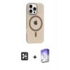 MARSİLYAN™- iPhone 16 Pro Max Kılıf Pusula Form Özel Seri - Siyah Bilvis 5in1 3D Magic Cam Ekran Koruyucu + PVD Metal Kamera Lens - SH