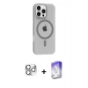 MARSİLYAN™- iPhone 16 Pro Max Kılıf Pusula Form Özel Seri - Siyah Bilvis 5in1 3D Magic Cam Ekran Koruyucu + Pers Alüminyum Kamera Lens - GS