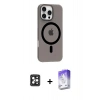 MARSİLYAN™- iPhone 16 Pro Max Kılıf Pusula Form Özel Seri - Siyah Bilvis 5in1 3D Magic Cam Ekran Koruyucu + PVD Metal Kamera Lens - SH