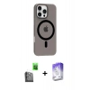 MARSİLYAN™- iPhone 16 Pro Max Kılıf Pusula Form Özel Seri - Siyah Bilvis 5in1 3D Magic Cam Ekran Koruyucu + Raze Metal Kamera Lens - SH