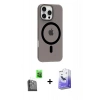 MARSİLYAN™- iPhone 16 Pro Max Kılıf Pusula Form Özel Seri - Siyah Bilvis 5in1 5D Magic Hayalet Cam Ekran Koruyucu + Raze Metal Kamera Lens - SH
