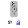 MARSİLYAN™- iPhone 16 Pro Max Kılıf Pusula Form Özel Seri - Siyah Bilvis 5in1 5D Magic Hayalet Cam Ekran Koruyucu + Pers Alüminyum Kamera Lens - GI