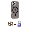 MARSİLYAN™- iPhone 16 Pro Max Kılıf Pusula Form Özel Seri - Siyah Bilvis 5in1 5D Magic Hayalet Cam Ekran Koruyucu + Pers Alüminyum Kamera Lens - CLTM
