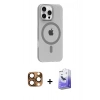 MARSİLYAN™- iPhone 16 Pro Max Kılıf Pusula Form Özel Seri - Siyah Bilvis 5in1 5D Magic Hayalet Cam Ekran Koruyucu + Pers Alüminyum Kamera Lens - CLTM