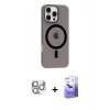 MARSİLYAN™- iPhone 16 Pro Max Kılıf Pusula Form Özel Seri - Siyah Bilvis 5in1 5D Magic Hayalet Cam Ekran Koruyucu + Pers Alüminyum Kamera Lens - GS