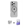 MARSİLYAN™- iPhone 16 Pro Max Kılıf Pusula Form Özel Seri - Siyah Bilvis 5in1 5D Magic Hayalet Cam Ekran Koruyucu + Pers Alüminyum Kamera Lens - GS