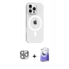 MARSİLYAN™- iPhone 16 Pro Max Kılıf Pusula Form Özel Seri - Siyah Bilvis 5in1 5D Magic Hayalet Cam Ekran Koruyucu + Pers Alüminyum Kamera Lens - GI