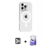 MARSİLYAN™- iPhone 16 Pro Max Kılıf Pusula Form Özel Seri - Siyah Bilvis 5in1 5D Magic Hayalet Cam Ekran Koruyucu + PVD Metal Kamera Lens - GS