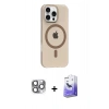 MARSİLYAN™- iPhone 16 Pro Max Kılıf Pusula Form Özel Seri - Siyah Bilvis 5in1 5D Magic Hayalet Cam Ekran Koruyucu + Pers Alüminyum Kamera Lens - GI