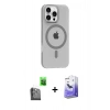 MARSİLYAN™- iPhone 16 Pro Max Kılıf Pusula Form Özel Seri - Siyah Bilvis 5in1 5D Magic Hayalet Cam Ekran Koruyucu + Raze Metal Kamera Lens - SH