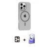 MARSİLYAN™- iPhone 16 Pro Max Kılıf Pusula Form Özel Seri - Siyah Bilvis 5in1 5D Magic Hayalet Cam Ekran Koruyucu + PVD Metal Kamera Lens - GD