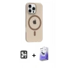 MARSİLYAN™- iPhone 16 Pro Max Kılıf Pusula Form Özel Seri - Siyah Bilvis 5in1 5D Magic Hayalet Cam Ekran Koruyucu + PVD Metal Kamera Lens - GS