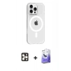 MARSİLYAN™- iPhone 16 Pro Max Kılıf Pusula Form Özel Seri - Siyah Bilvis 5in1 5D Magic Hayalet Cam Ekran Koruyucu + PVD Metal Kamera Lens - GD