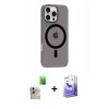 MARSİLYAN™- iPhone 16 Pro Max Kılıf Pusula Form Özel Seri - Siyah Bilvis 5in1 5D Magic Hayalet Cam Ekran Koruyucu + Raze Metal Kamera Lens - NLGY