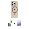 MARSİLYAN™- iPhone 16 Pro Max Kılıf Pusula Form Özel Seri - Siyah Bilvis 5in1 5D Magic Hayalet Cam Ekran Koruyucu + Raze Metal Kamera Lens - SH