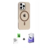 MARSİLYAN™- iPhone 16 Pro Max Kılıf Pusula Form Özel Seri - Siyah Bilvis 5in1 5D Magic Hayalet Cam Ekran Koruyucu + Raze Metal Kamera Lens - BZ