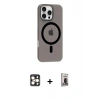 MARSİLYAN™- iPhone 16 Pro Max Kılıf Pusula Form Özel Seri - Siyah Bilvis Hayalet Cam Ekran Koruyucu + PVD Metal Kamera Lens - GD