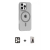 MARSİLYAN™- iPhone 16 Pro Max Kılıf Pusula Form Özel Seri - Siyah Bilvis Hayalet Cam Ekran Koruyucu + PVD Metal Kamera Lens - GD