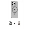 MARSİLYAN™- iPhone 16 Pro Max Kılıf Pusula Form Özel Seri - Siyah Bilvis Hayalet Cam Ekran Koruyucu + PVD Metal Kamera Lens - GS