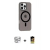 MARSİLYAN™- iPhone 16 Pro Max Kılıf Pusula Form Özel Seri - Siyah Buffer Cam Ekran Koruyucu + Pers Alüminyum Kamera Lens - GS