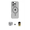 MARSİLYAN™- iPhone 16 Pro Max Kılıf Pusula Form Özel Seri - Siyah Buffer Cam Ekran Koruyucu + Pers Alüminyum Kamera Lens - GI