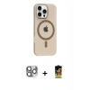 MARSİLYAN™- iPhone 16 Pro Max Kılıf Pusula Form Özel Seri - Siyah Buffer Cam Ekran Koruyucu + Pers Alüminyum Kamera Lens - GI