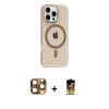 MARSİLYAN™- iPhone 16 Pro Max Kılıf Pusula Form Özel Seri - Siyah Buffer Cam Ekran Koruyucu + Pers Alüminyum Kamera Lens - CLTM
