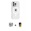 MARSİLYAN™- iPhone 16 Pro Max Kılıf Pusula Form Özel Seri - Siyah Buffer Cam Ekran Koruyucu + Pers Alüminyum Kamera Lens - GI