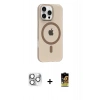 MARSİLYAN™- iPhone 16 Pro Max Kılıf Pusula Form Özel Seri - Siyah Buffer Cam Ekran Koruyucu + Pers Alüminyum Kamera Lens - GS