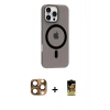 MARSİLYAN™- iPhone 16 Pro Max Kılıf Pusula Form Özel Seri - Siyah Buffer Cam Ekran Koruyucu + Pers Alüminyum Kamera Lens - CLTM
