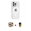 MARSİLYAN™- iPhone 16 Pro Max Kılıf Pusula Form Özel Seri - Siyah Buffer Cam Ekran Koruyucu + Pers Alüminyum Kamera Lens - CLTM