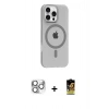 MARSİLYAN™- iPhone 16 Pro Max Kılıf Pusula Form Özel Seri - Siyah Buffer Cam Ekran Koruyucu + Pers Alüminyum Kamera Lens - GS