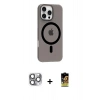 MARSİLYAN™- iPhone 16 Pro Max Kılıf Pusula Form Özel Seri - Siyah Buffer Cam Ekran Koruyucu + Pers Alüminyum Kamera Lens - GI