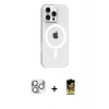 MARSİLYAN™- iPhone 16 Pro Max Kılıf Pusula Form Özel Seri - Siyah Buffer Cam Ekran Koruyucu + Pers Alüminyum Kamera Lens - GS