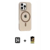MARSİLYAN™- iPhone 16 Pro Max Kılıf Pusula Form Özel Seri - Siyah Buffer Cam Ekran Koruyucu + PVD Metal Kamera Lens - SH