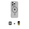 MARSİLYAN™- iPhone 16 Pro Max Kılıf Pusula Form Özel Seri - Siyah Buffer Cam Ekran Koruyucu + PVD Metal Kamera Lens - SH