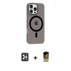 MARSİLYAN™- iPhone 16 Pro Max Kılıf Pusula Form Özel Seri - Siyah Buffer Cam Ekran Koruyucu + PVD Metal Kamera Lens - SH