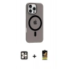 MARSİLYAN™- iPhone 16 Pro Max Kılıf Pusula Form Özel Seri - Siyah Buffer Cam Ekran Koruyucu + PVD Metal Kamera Lens - GD