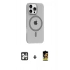 MARSİLYAN™- iPhone 16 Pro Max Kılıf Pusula Form Özel Seri - Siyah Buffer Cam Ekran Koruyucu + PVD Metal Kamera Lens - GS