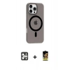 MARSİLYAN™- iPhone 16 Pro Max Kılıf Pusula Form Özel Seri - Siyah Buffer Cam Ekran Koruyucu + PVD Metal Kamera Lens - GS