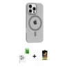 MARSİLYAN™- iPhone 16 Pro Max Kılıf Pusula Form Özel Seri - Siyah Buffer Cam Ekran Koruyucu + Raze Metal Kamera Lens - BZ